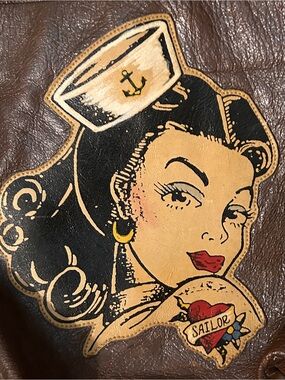 Vintage Look Sailor Girl Leather Patch Shoulder Bag.